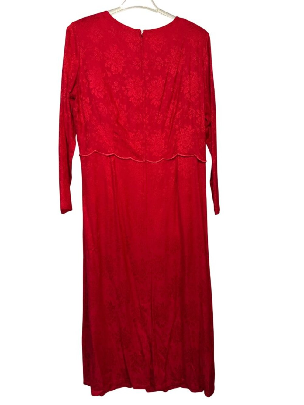 Sarah Elizabeth Size 14 Long Sleeve Red Dress Floral Lace Beaded Bodice - Picture 4 of 6